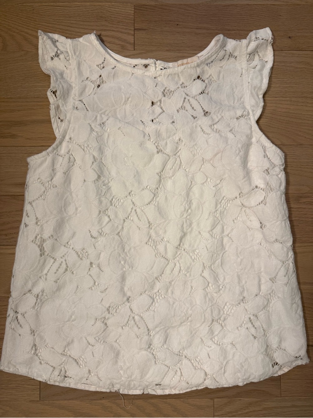 White Lace Sleeveless Top Monteau Size L